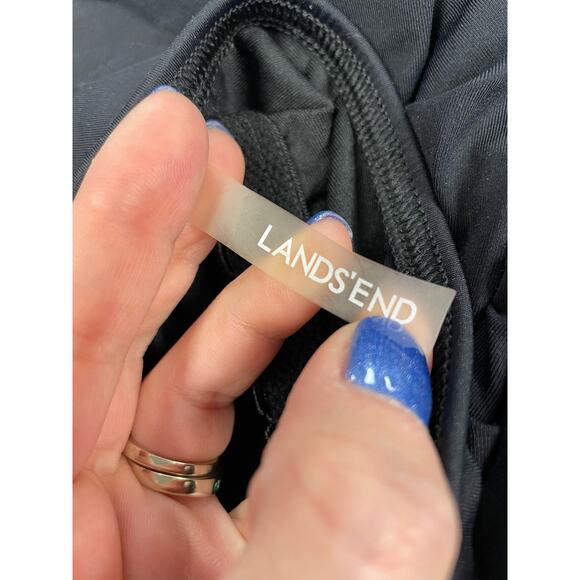 Lands' End solid black halter ruched tankini swimsuit top women's size 8 - Picture 5 of 6